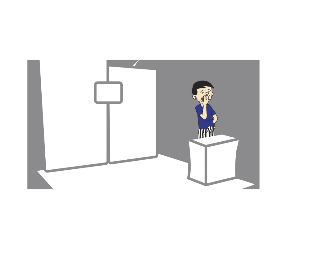 lazy booth staffer